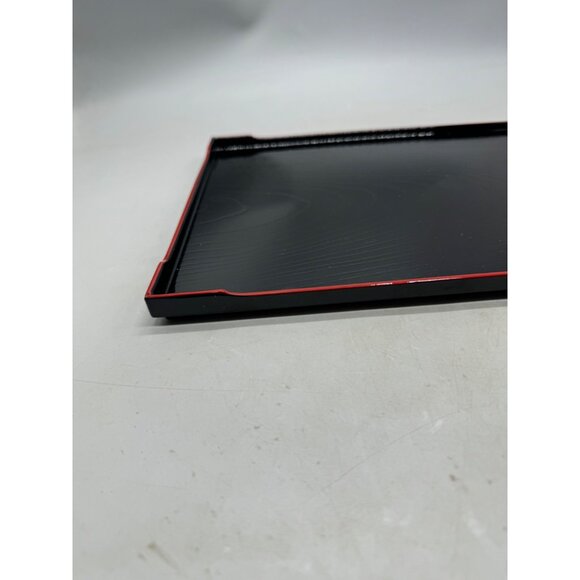 Japanese Black shine rectangle plastic Tray Red Rim - Elegant Design READ NEW - Picture 2 of 8